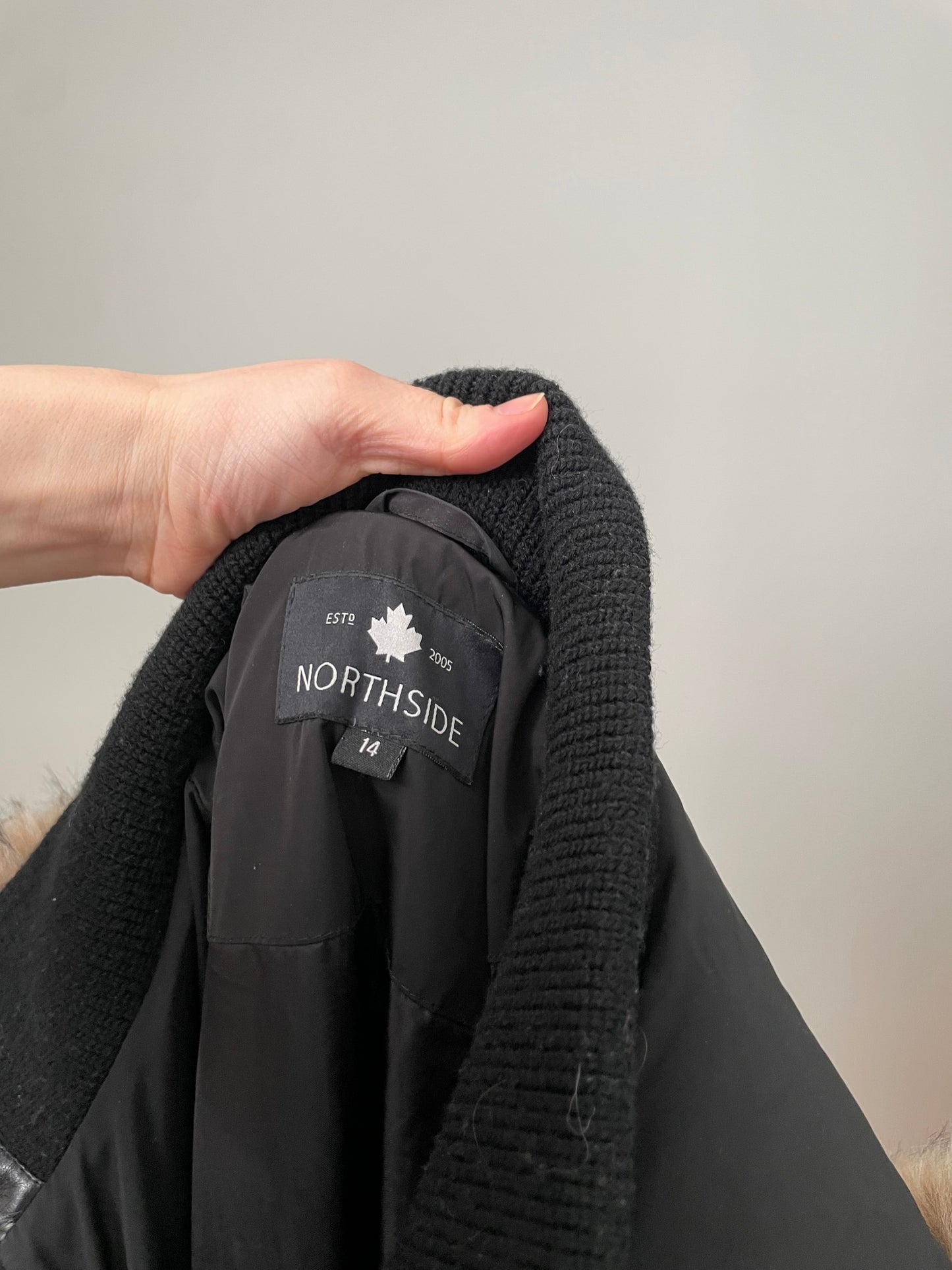 Northside Black Quilted Faux-Fur Hooded Winter Coat – Size 14