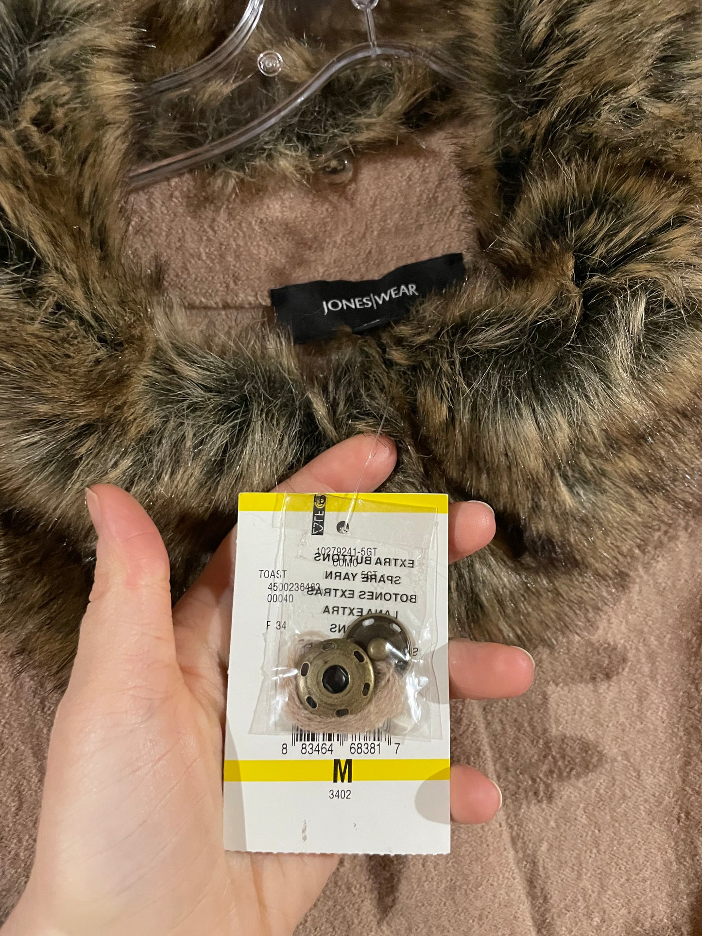 Jones Wear Camel Wool Jacket with Detachable Faux Fur Collar NWT  – Medium