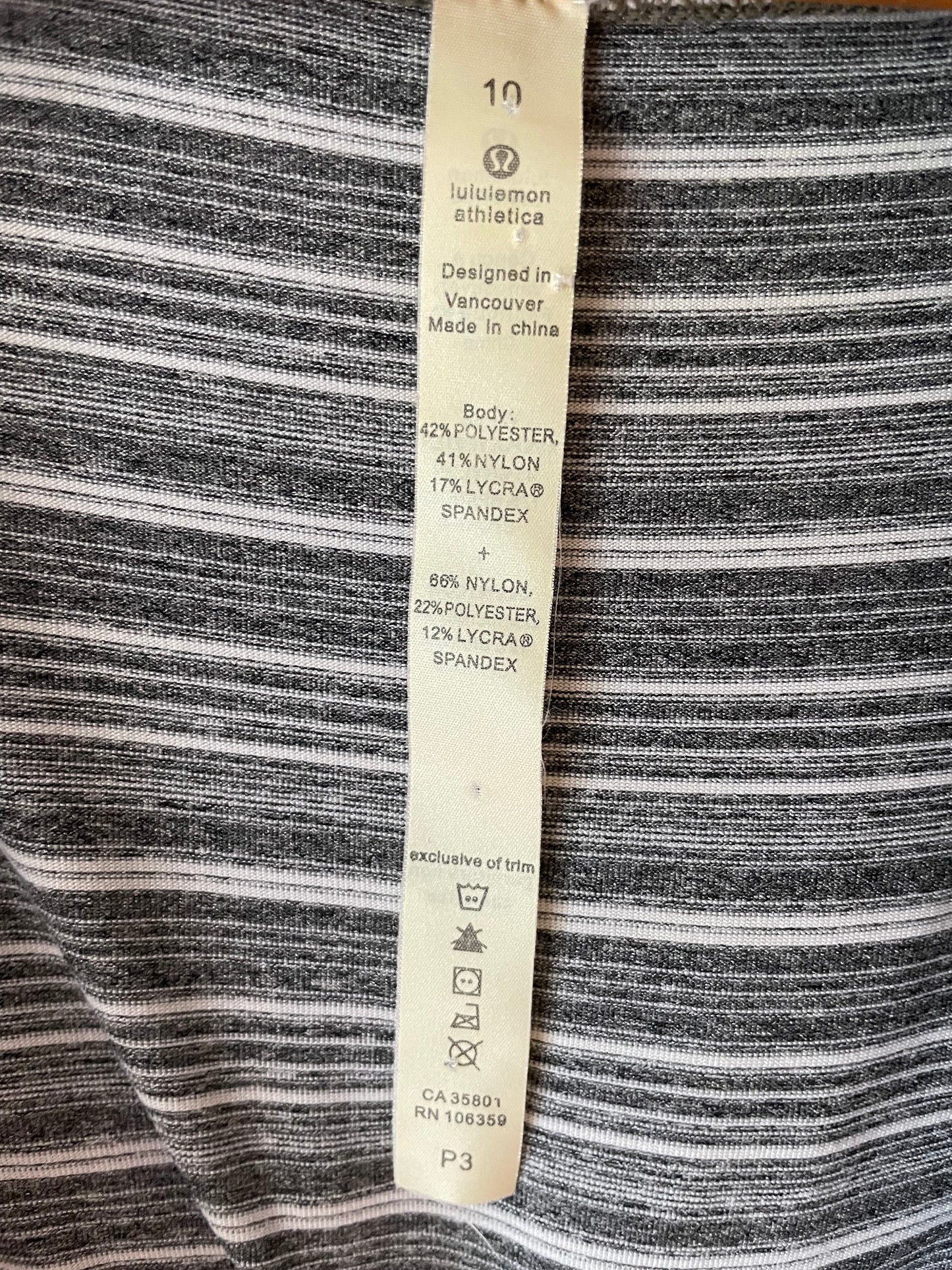 Lululemon Athletica Grey Striped Full-Zip Hoodie Jacket – Size 10
