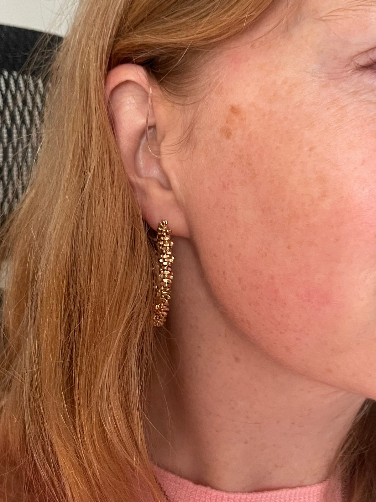 Gold-Tone Textured Hoop Earrings
