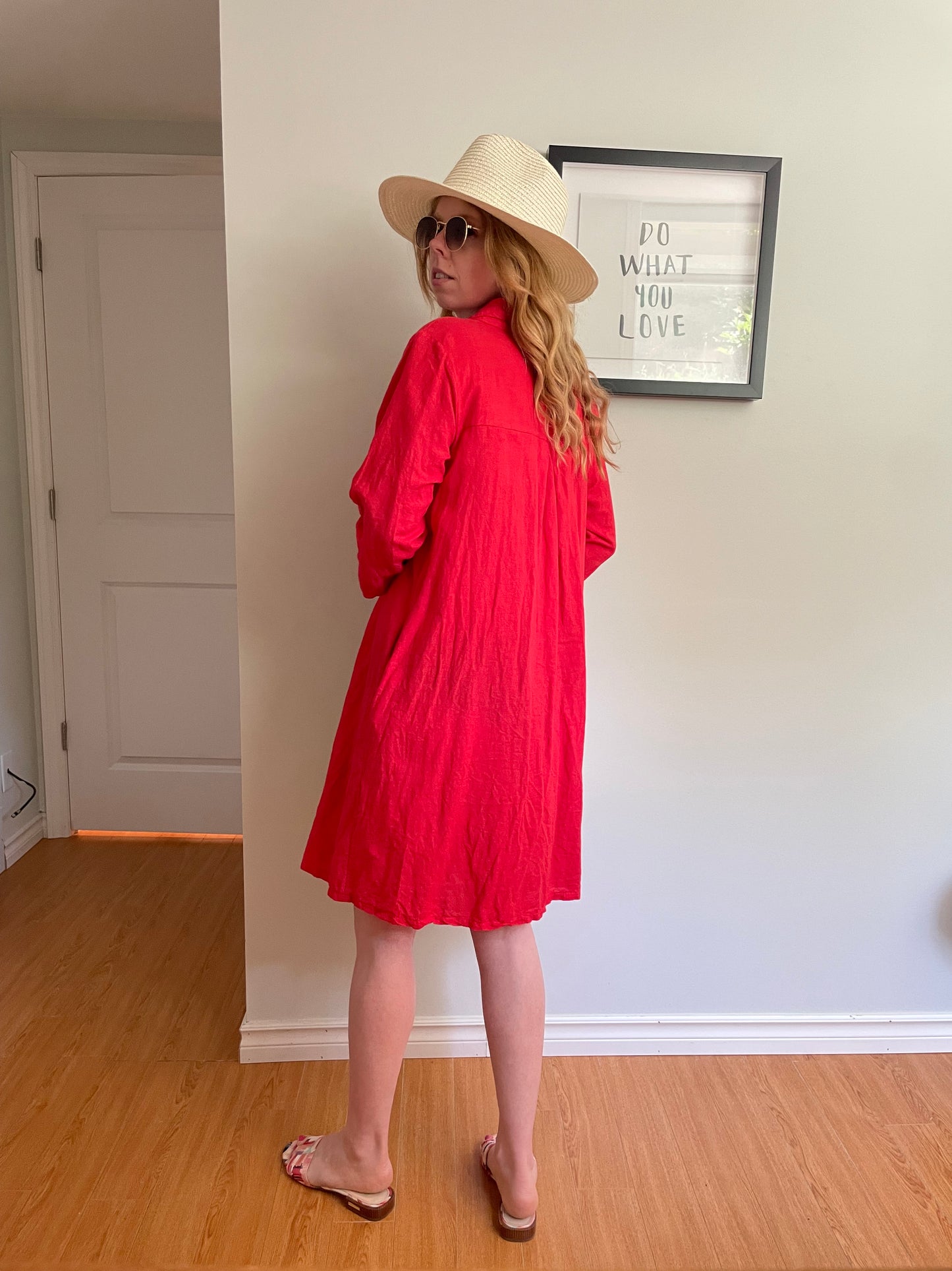Terzo Millennio Red Italian Linen Shift Dress – Medium