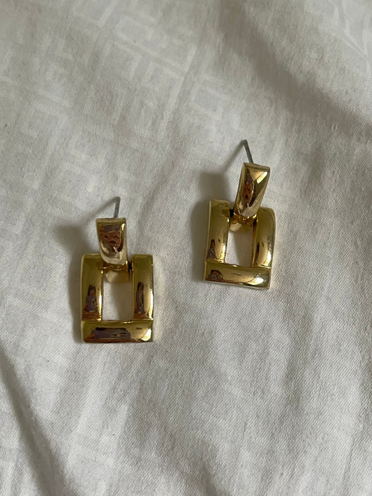 Gold Tone Geometric Drop Earrings