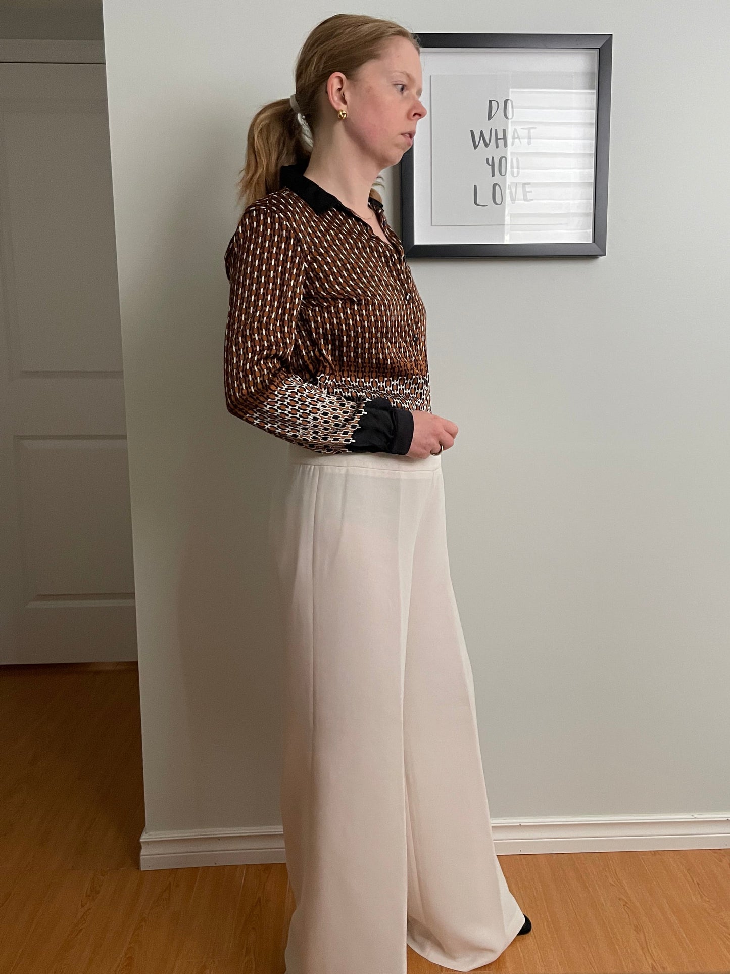 Oscar de la Renta Cream Wide Leg Tailored Trousers – Size 6