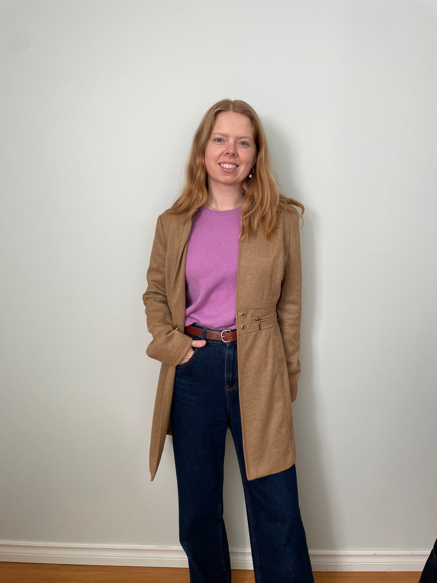 Against Nudity Camel Tailored Knit Coat – Large