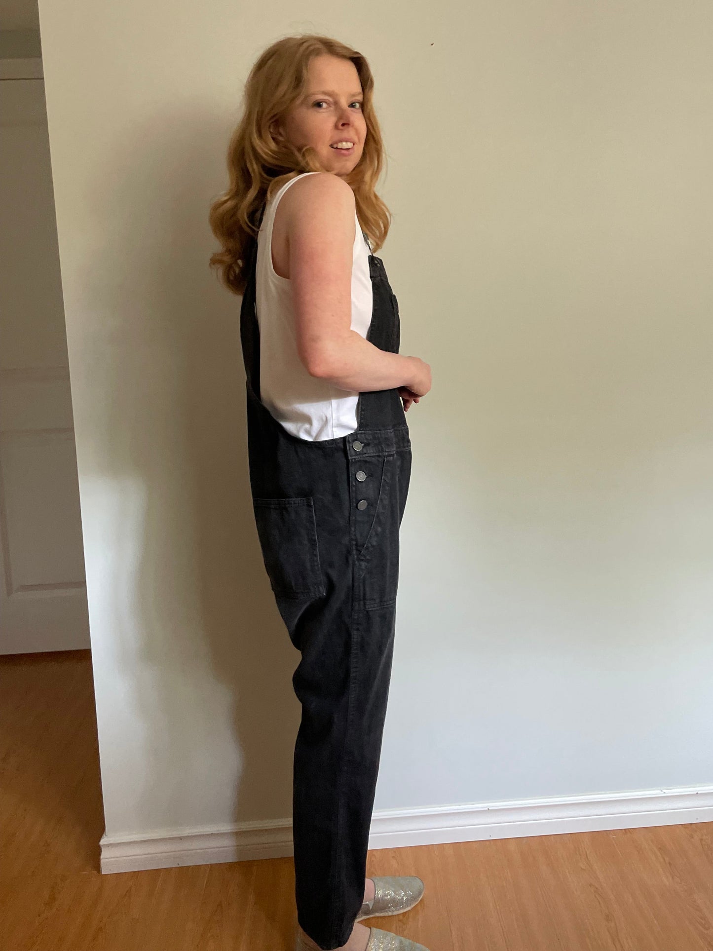 GAP Denim Black 100% Cotton Relaxed Overalls – Medium