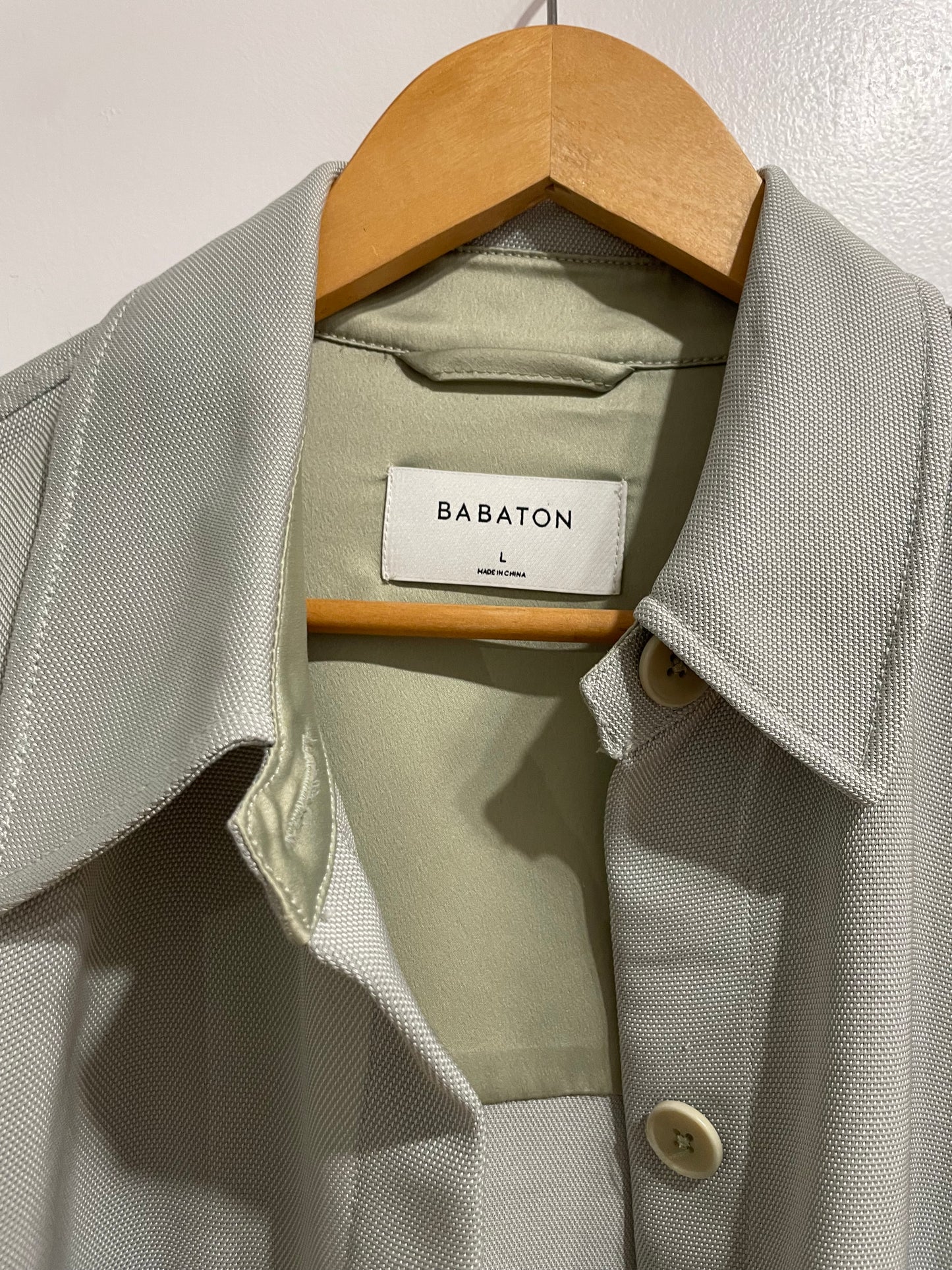 Babaton Sage Grey Oversized Button-Up Shirt Jacket - Large