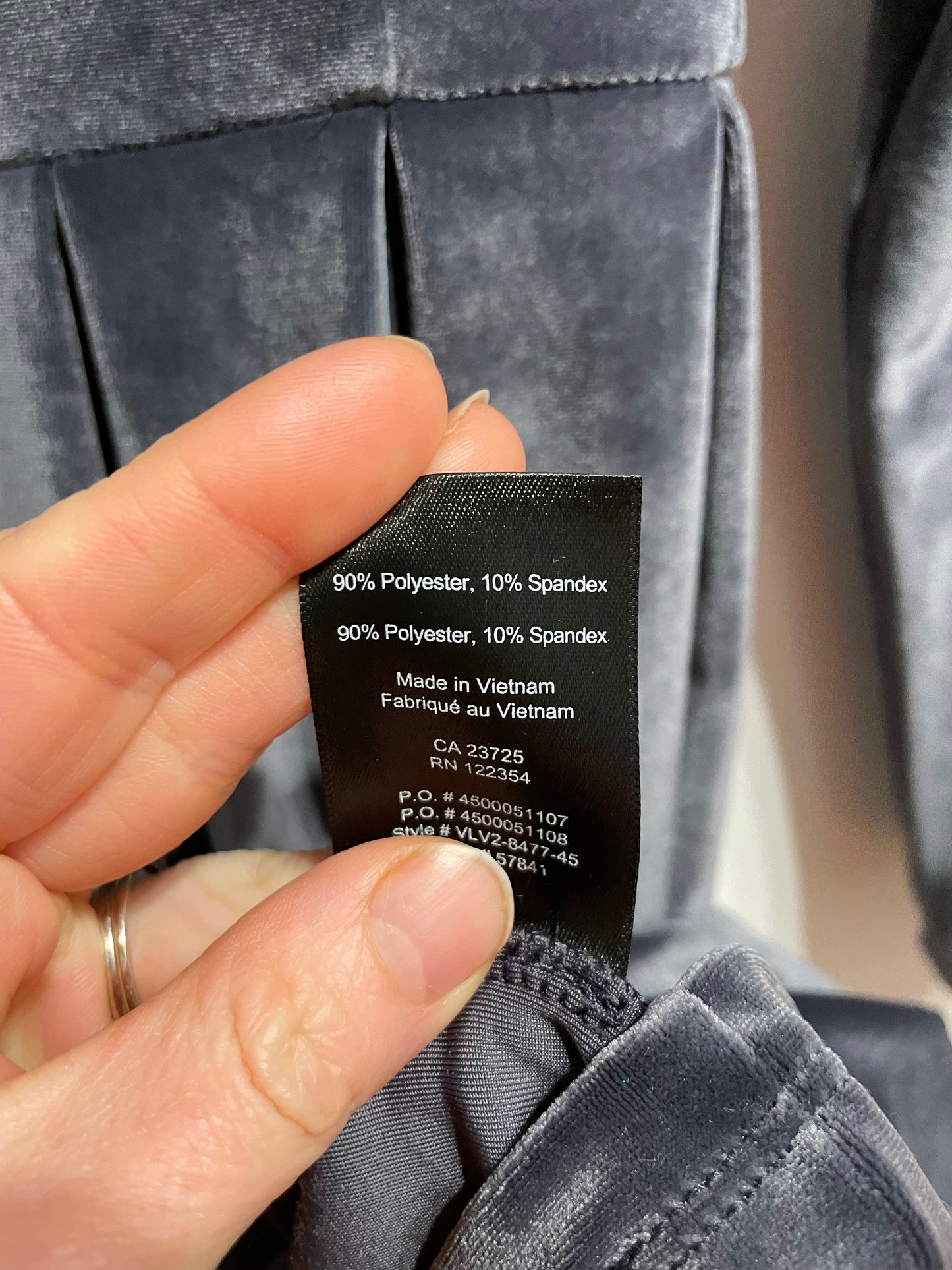 Talula Grey Velvet Stretch Long Sleeve Dress – XS