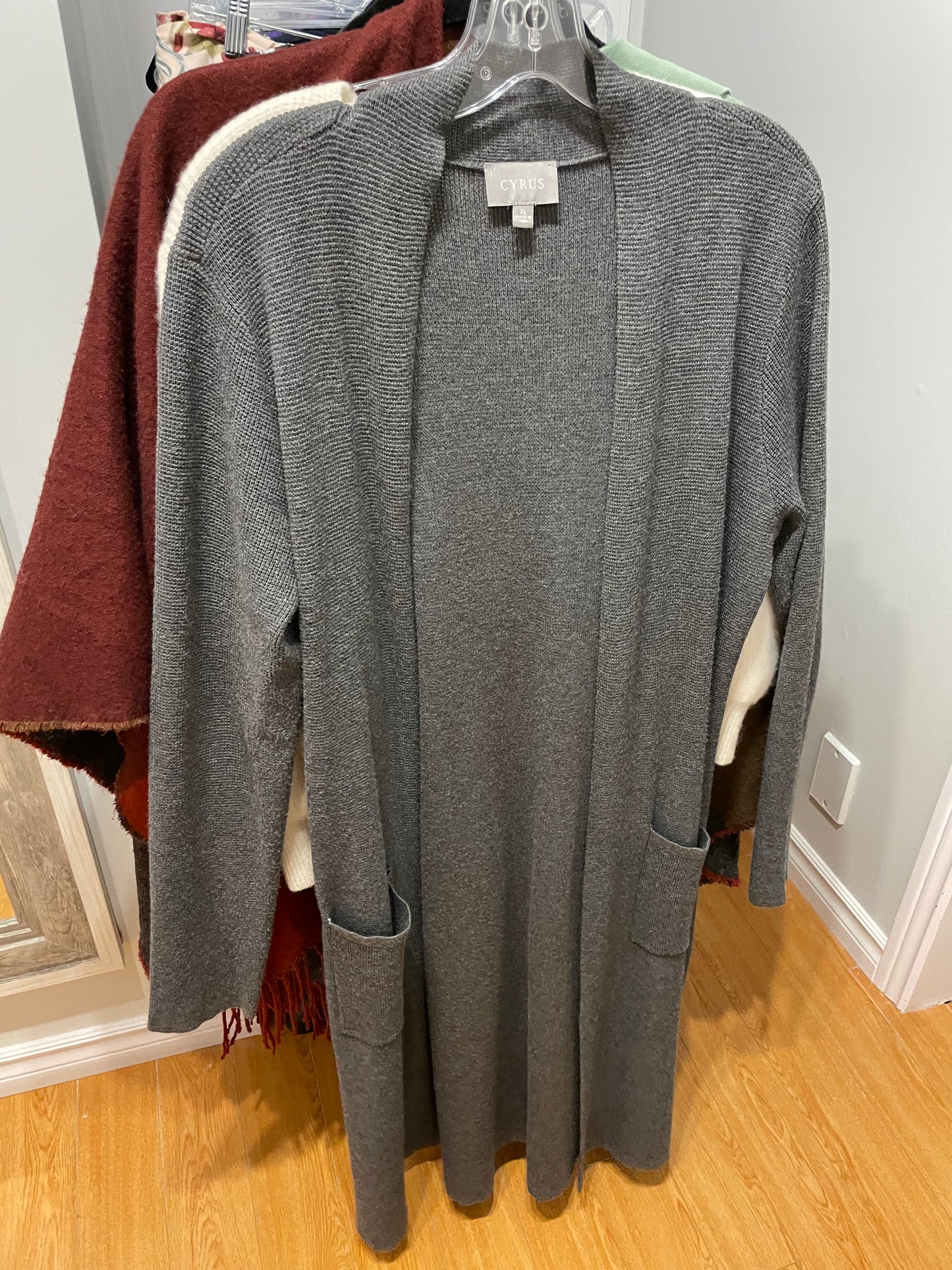 CYRUS Grey Longline Open Front Cardigan – XL