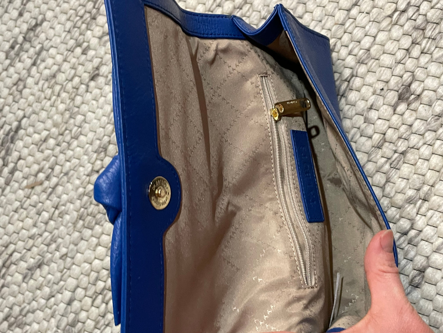 Talbots Cobalt Blue Leather Bow Clutch Wallet