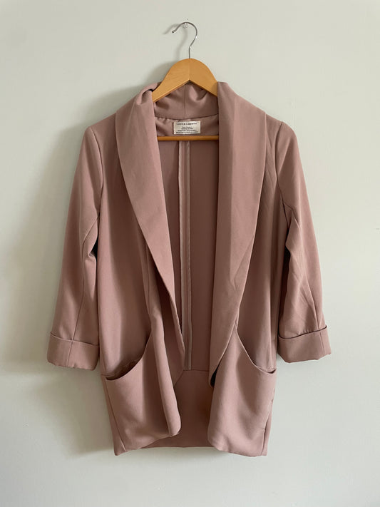 Love & Liberty Mauve Pink Open Front Blazer – Small