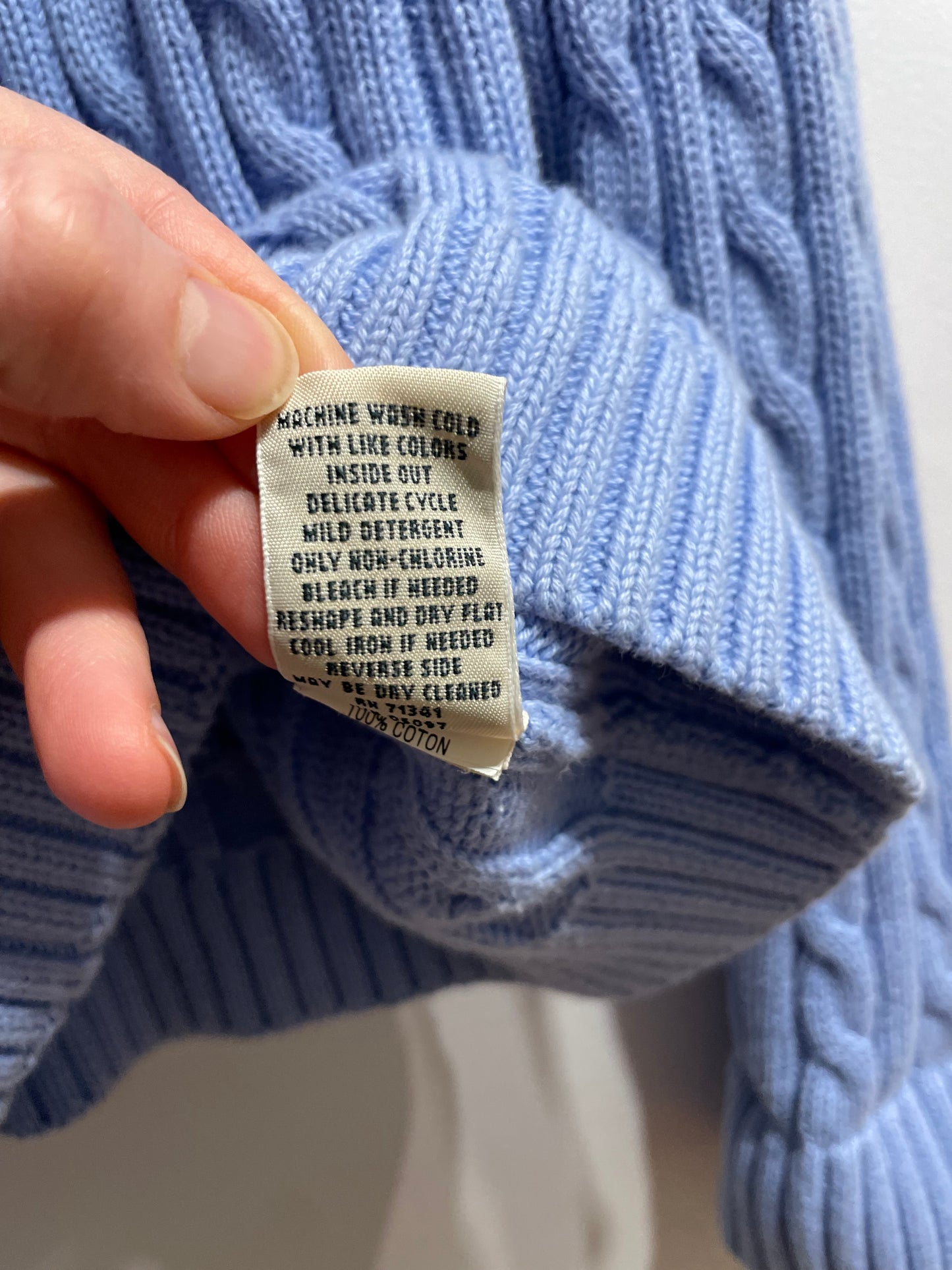 L.L. Bean Lilac Cable-Knit Cotton Cardigan Sweater – Large