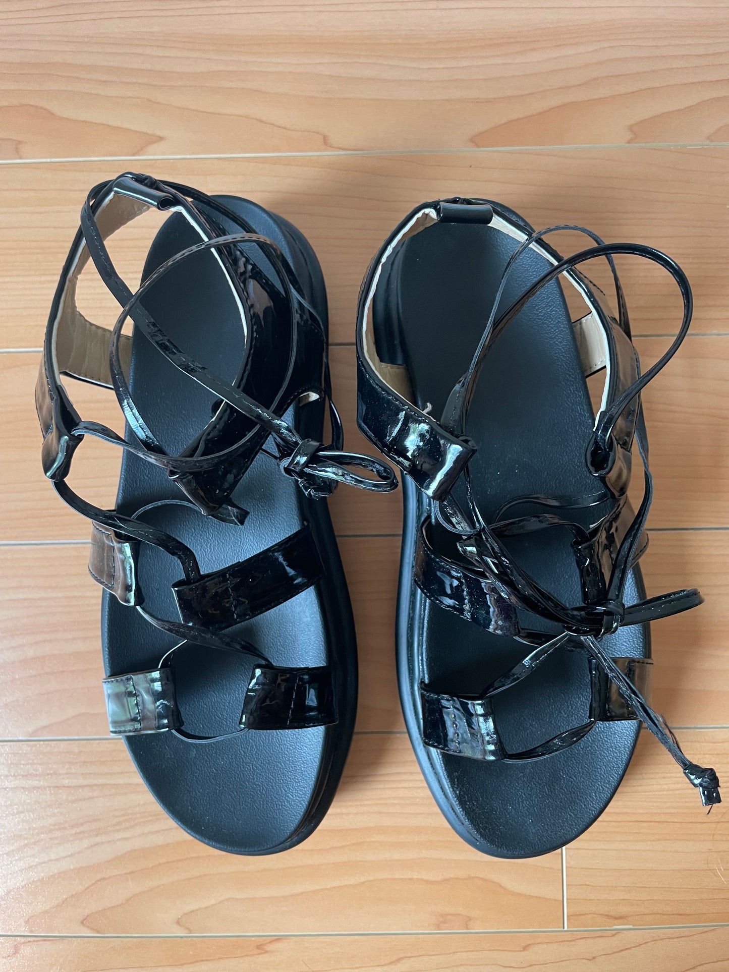 Strappy Black Platform Sandals – Size 39