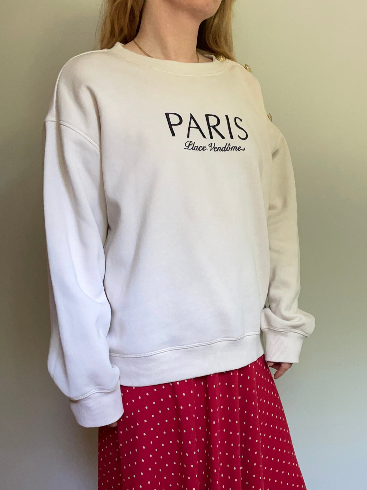 H&M Beige Paris Place Vendôme Fleece-Lined Sweatshirt – Large/XL