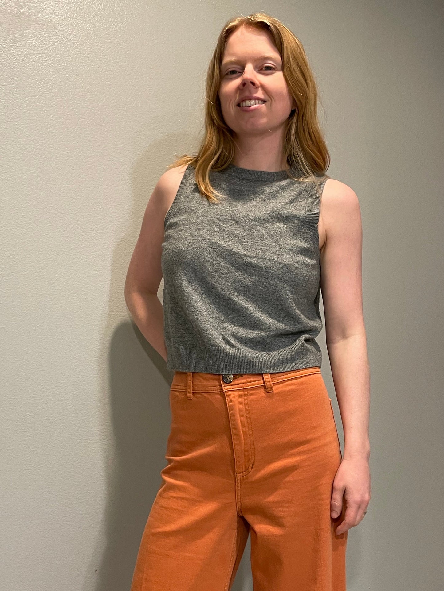 A New Day Heather Grey Sleeveless Knit Top – Me