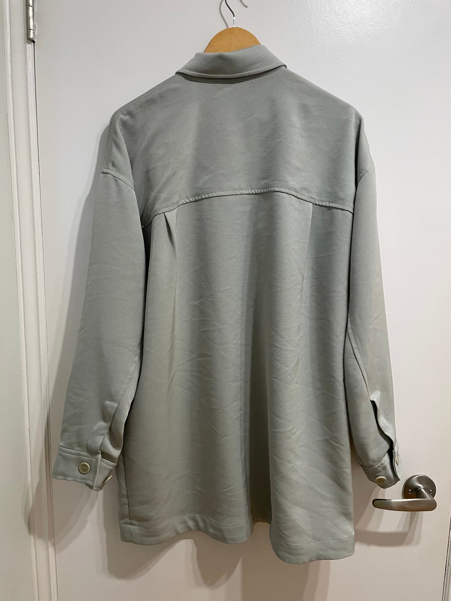 Babaton Sage Grey Oversized Button-Up Shirt Jacket - Large