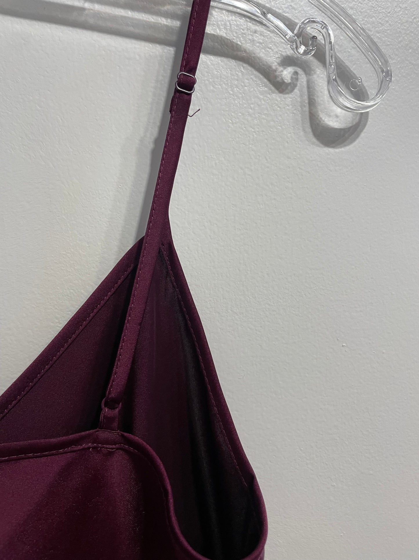 Plum Satin Slip Dress Midi – Small to Medium