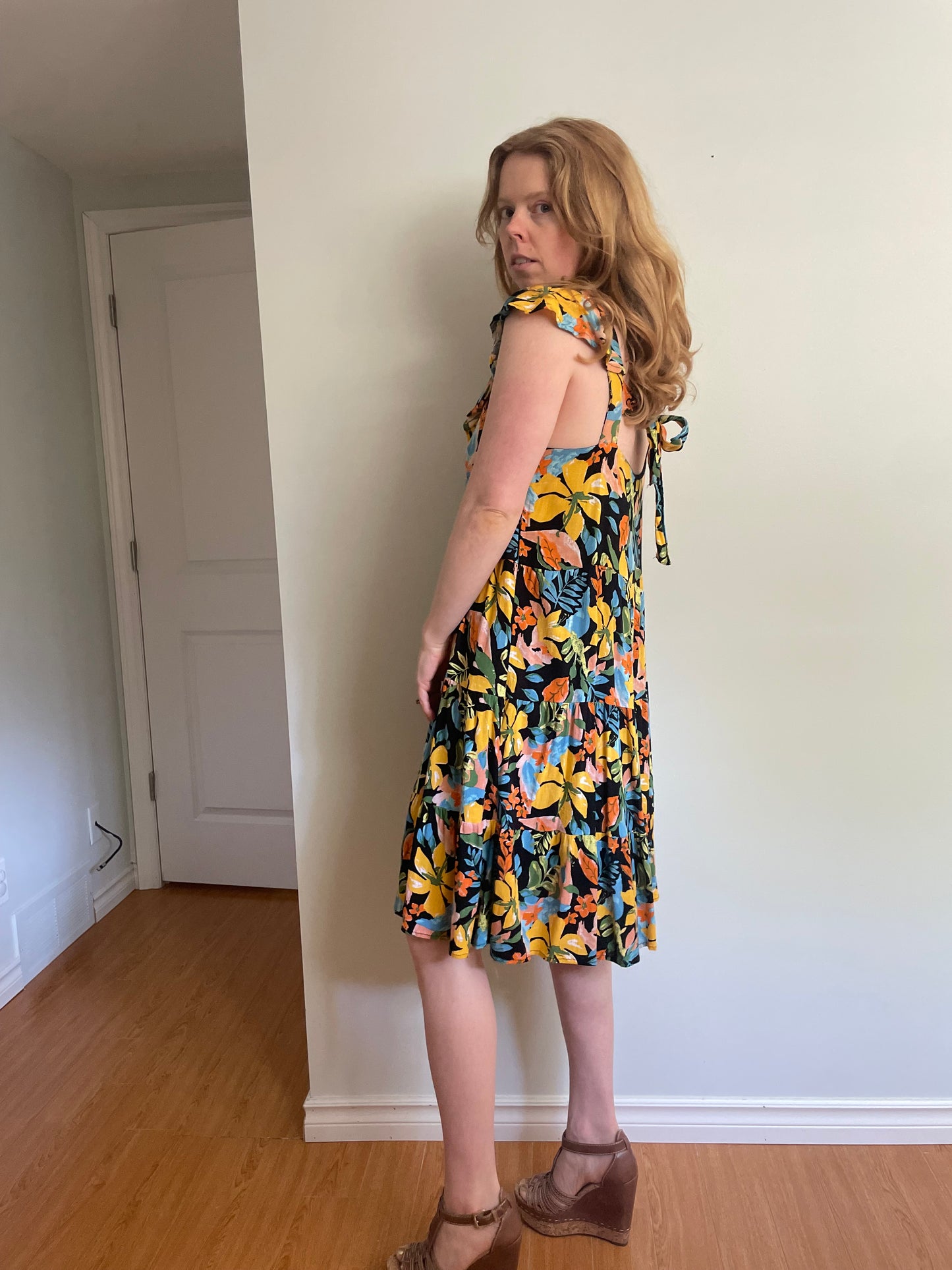 Tribal Femme Tropical Floral Tiered Dress - Medium