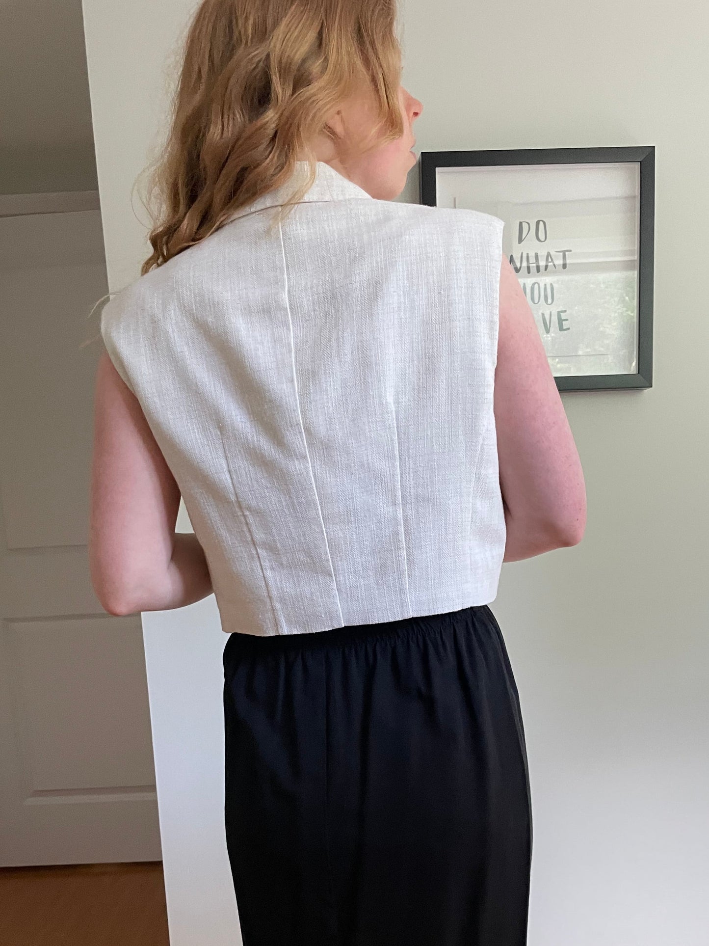 Avec Les Filles Cream Cotton Linen Tailored Vest – Medium