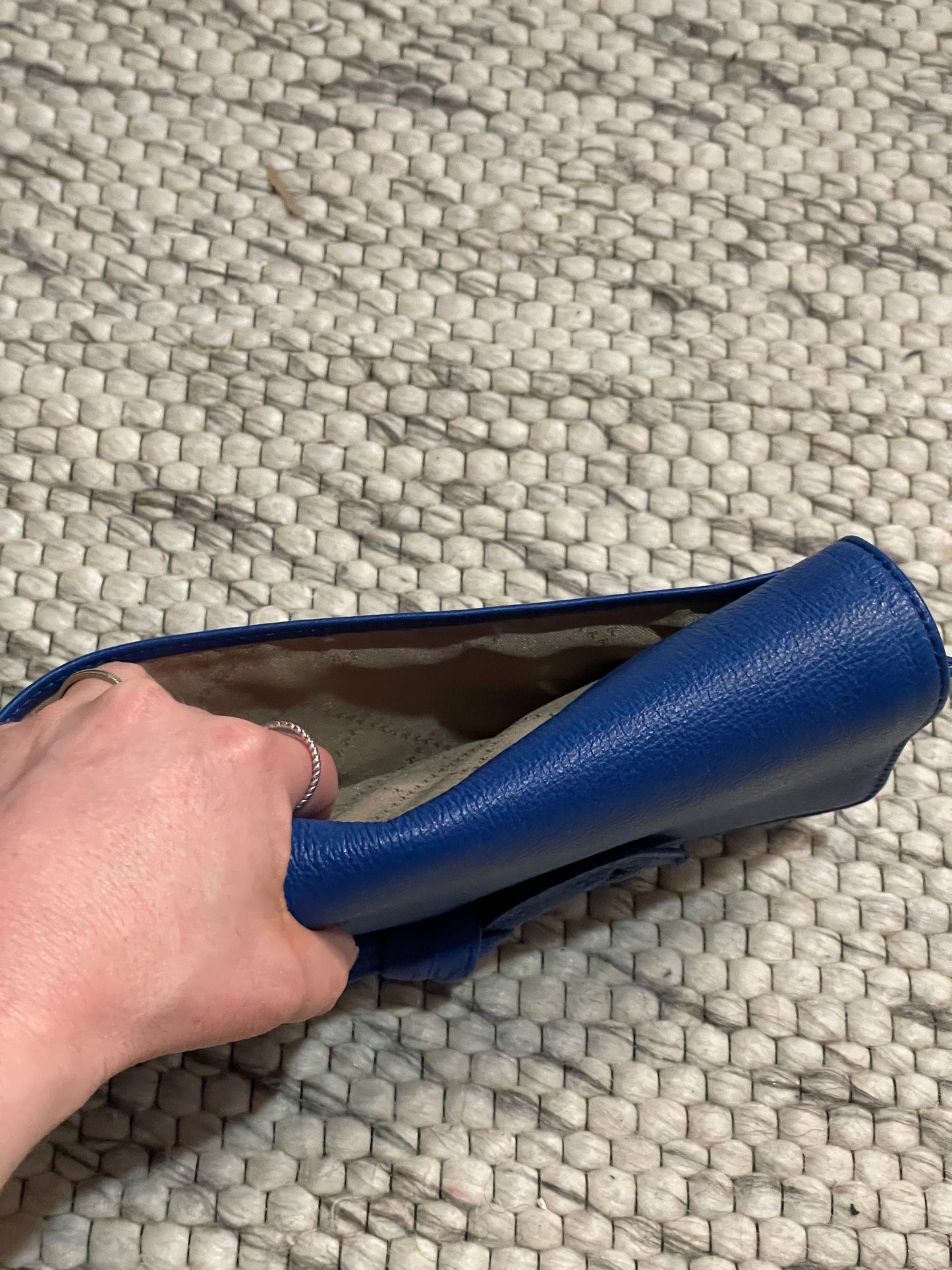 Talbots Cobalt Blue Leather Bow Clutch Wallet