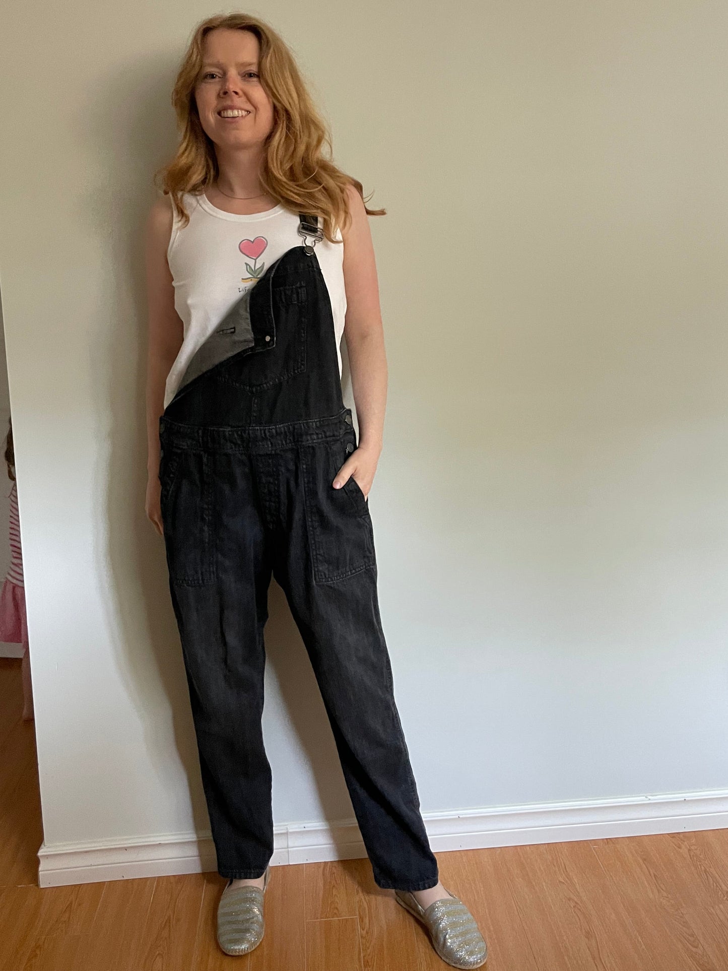 GAP Denim Black 100% Cotton Relaxed Overalls – Medium