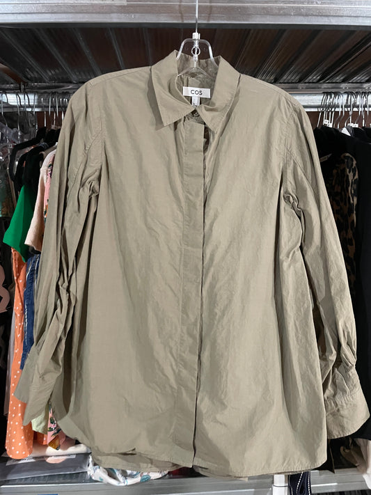 COS Khaki Green Pleated Back Oversized Cotton Shirt – S/M