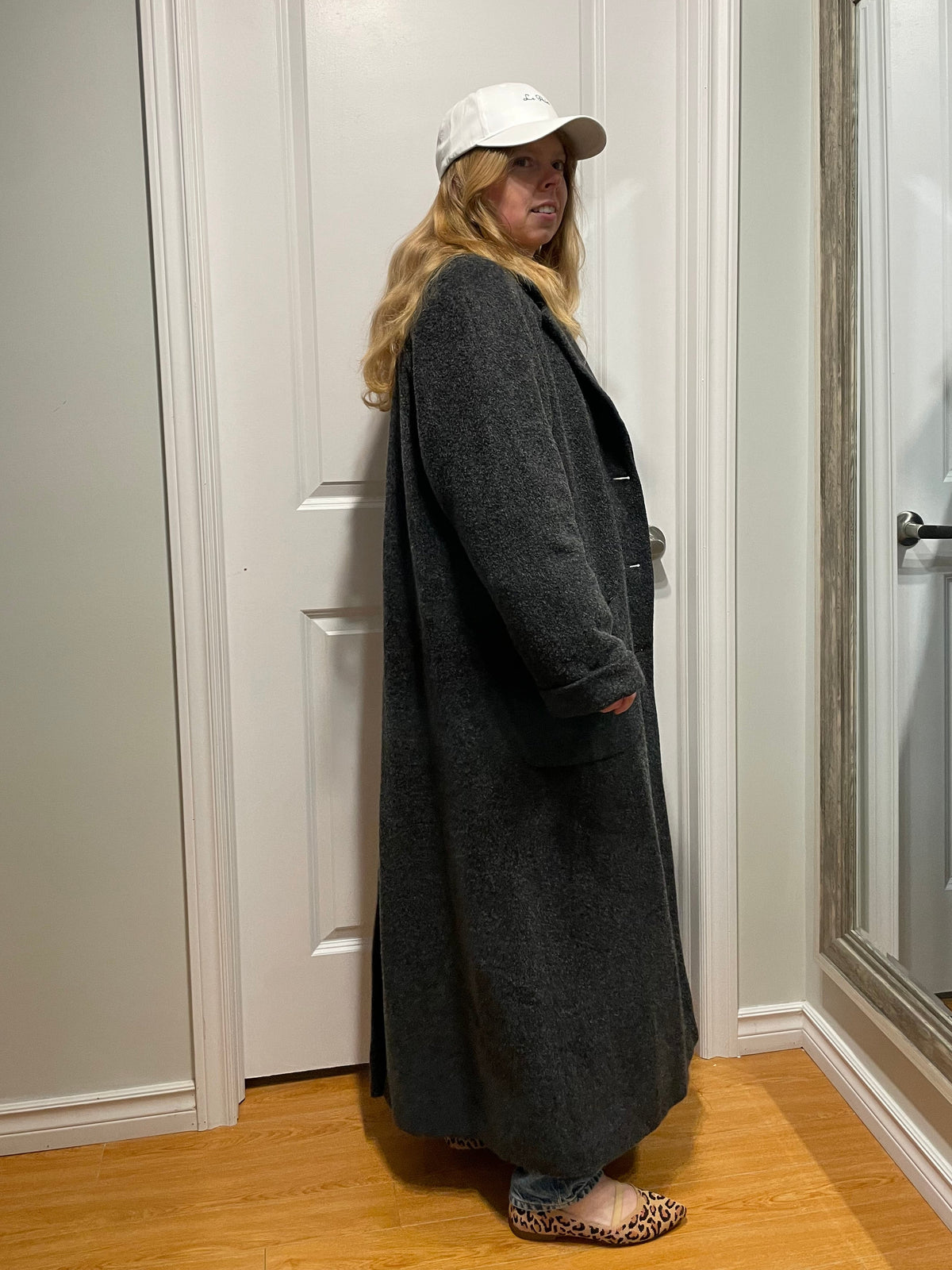 Walker Classic Fashion Charcoal Kid Mohair Long Coat – Size 14-16