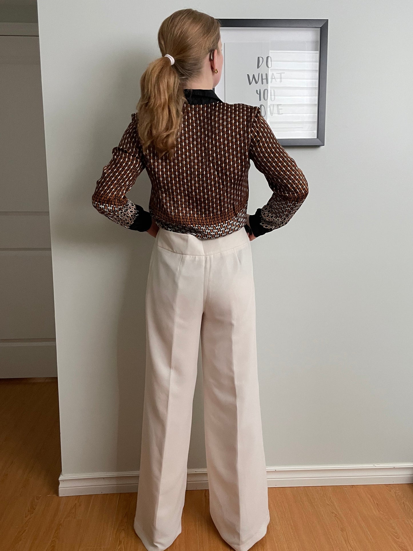 Oscar de la Renta Cream Wide Leg Tailored Trousers – Size 6