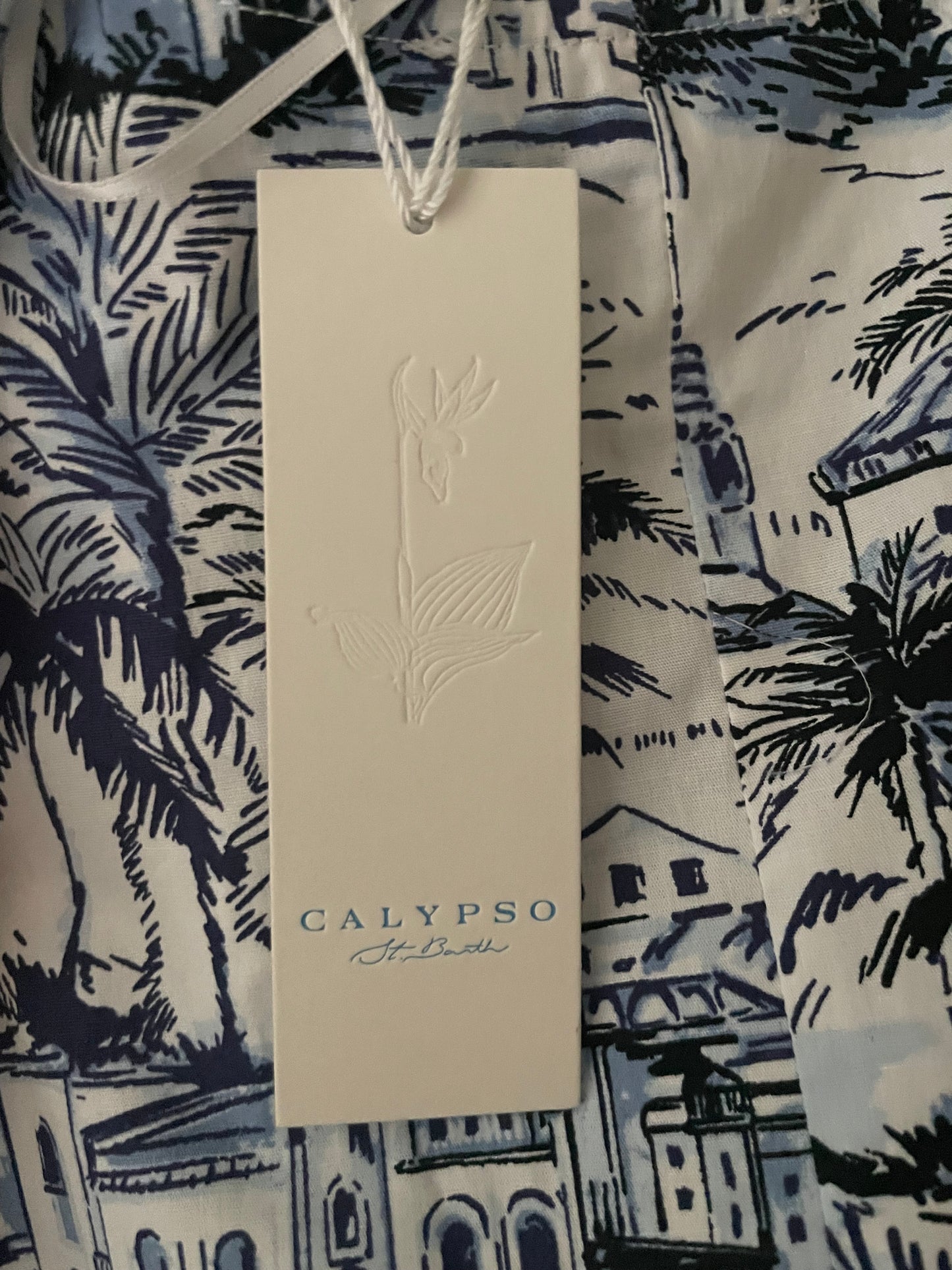 Calypso St. Barth Blue & White Toile Cotton Halter Mini Dress NWT - Small