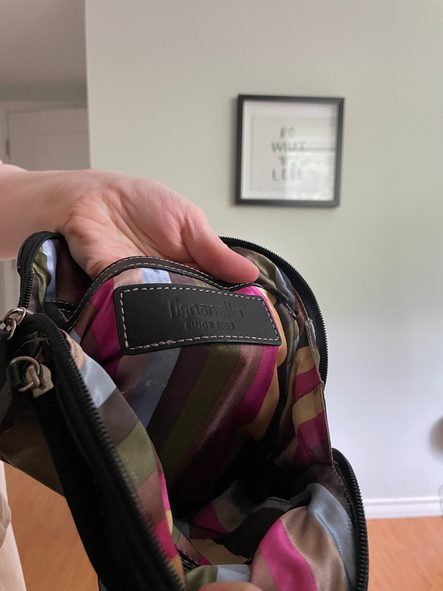 Tignanello Black Leather Mini Backpack Purse
