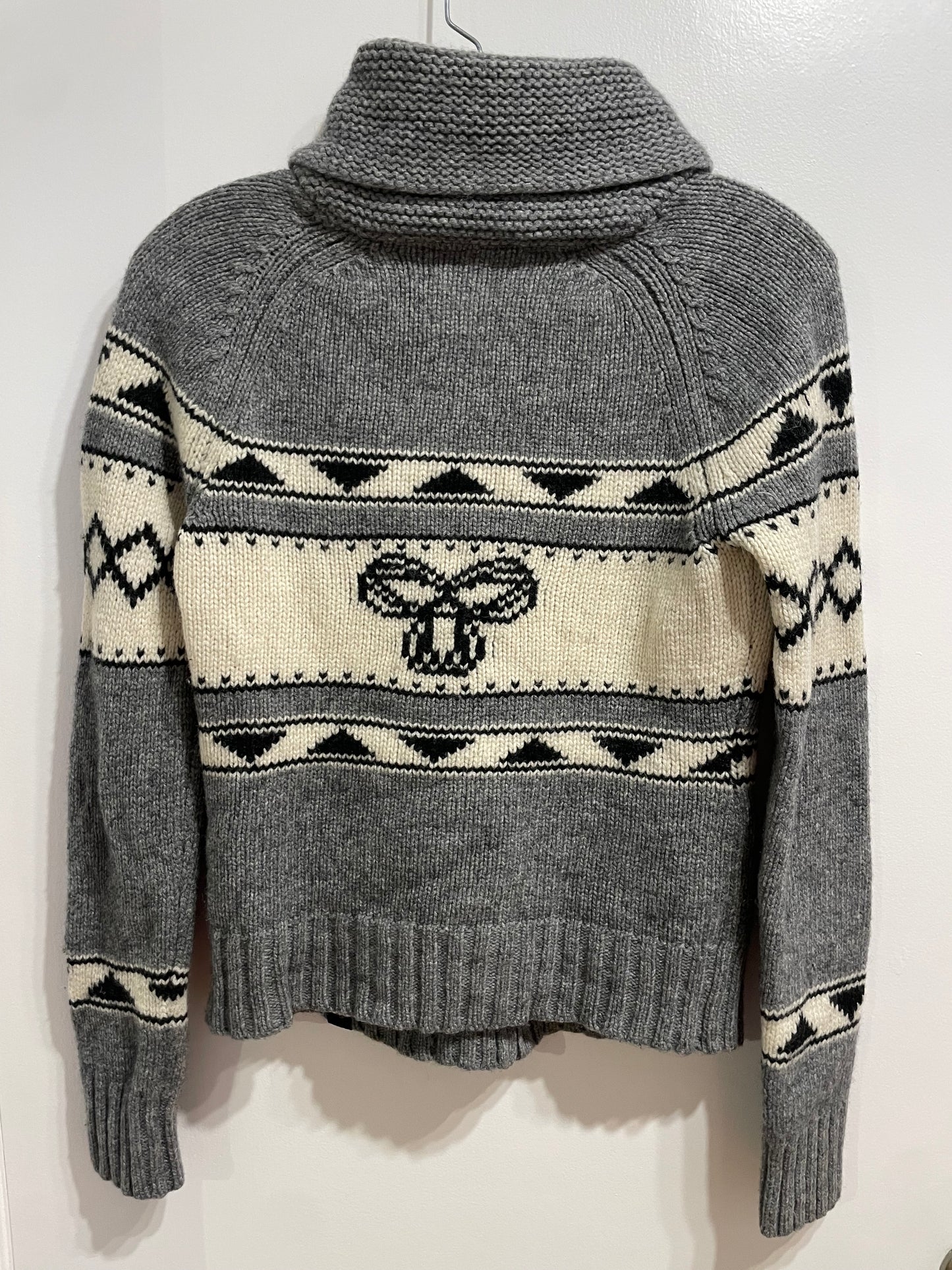 TNA Grey Wool Fair Isle Zip-Up Sweater Jacket XS-S