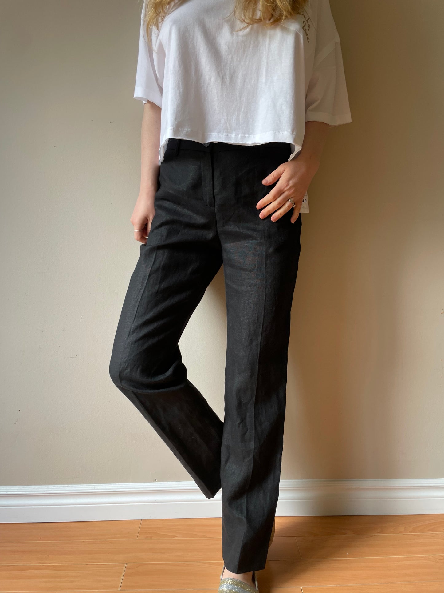 Jones New York Black 100% Linen Pants NWT - Size 4 Petite