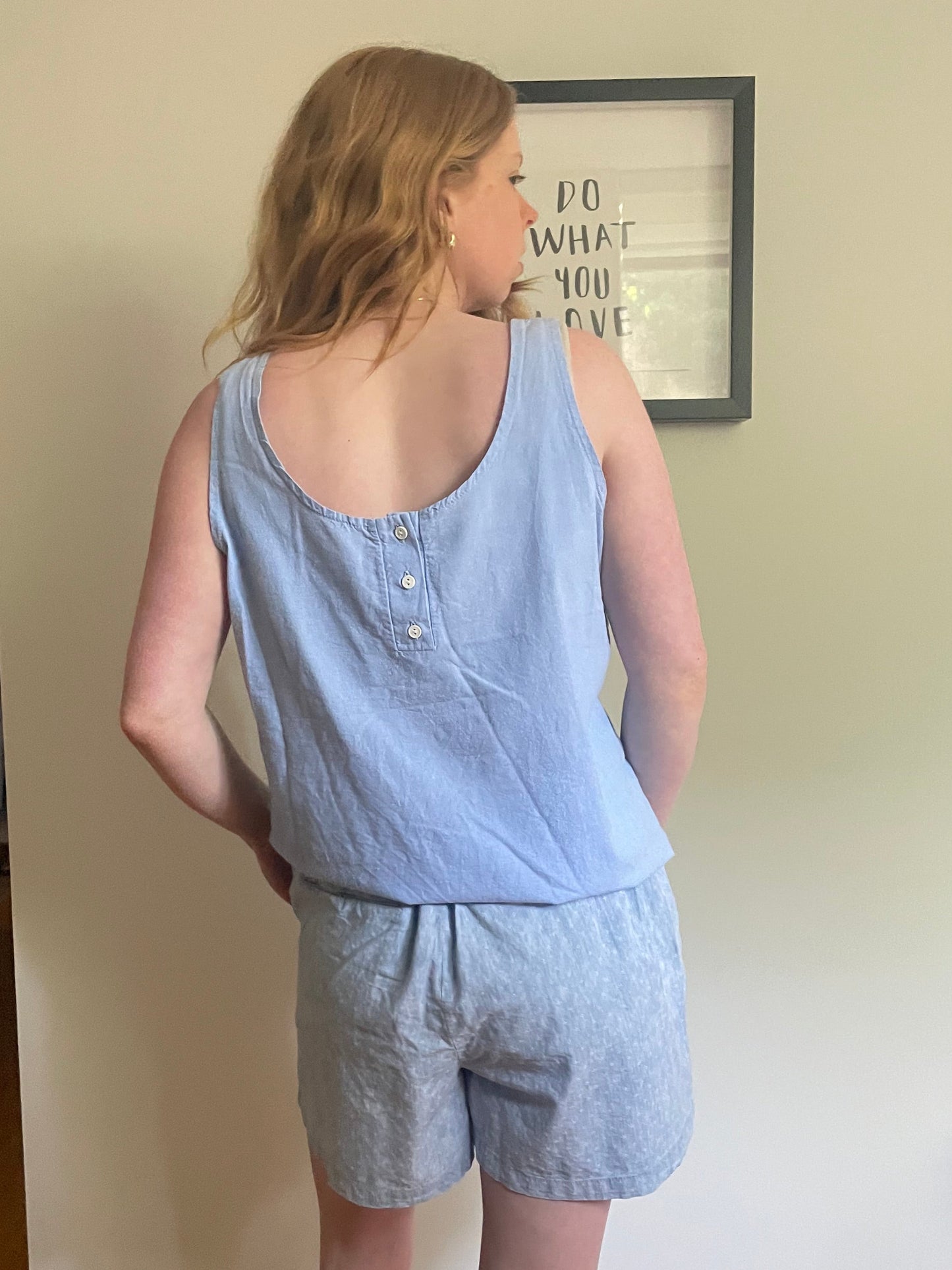 Light Blue Linen Cotton Reversible Sleeveless Top - M/L
