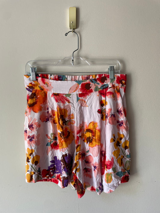 H&M Watercolour Floral Viscose Shorts - Size 10
