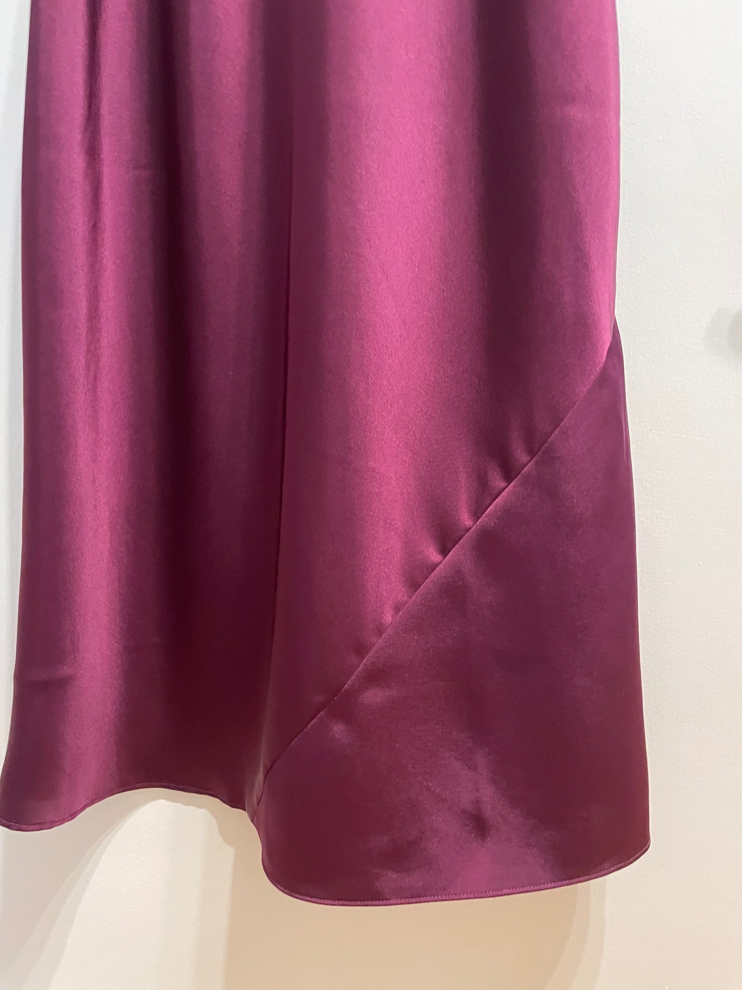 Plum Satin Slip Dress Midi – Small to Medium