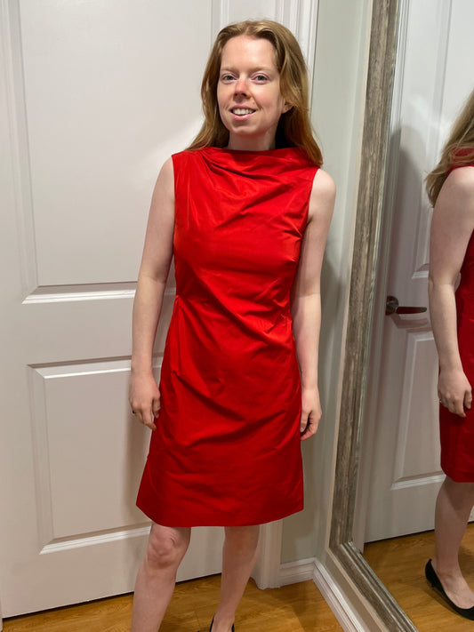 Lida Baday Red Gathered Sheath Dress - Size 2