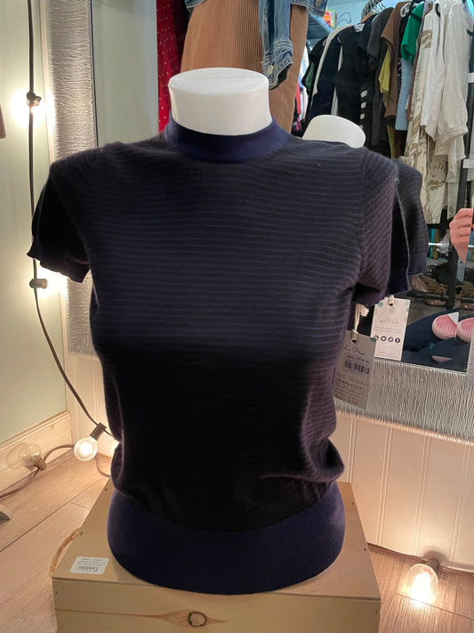 Marlowe Navy Black Silk Cashmere Fine Knit Sweater – XS/S