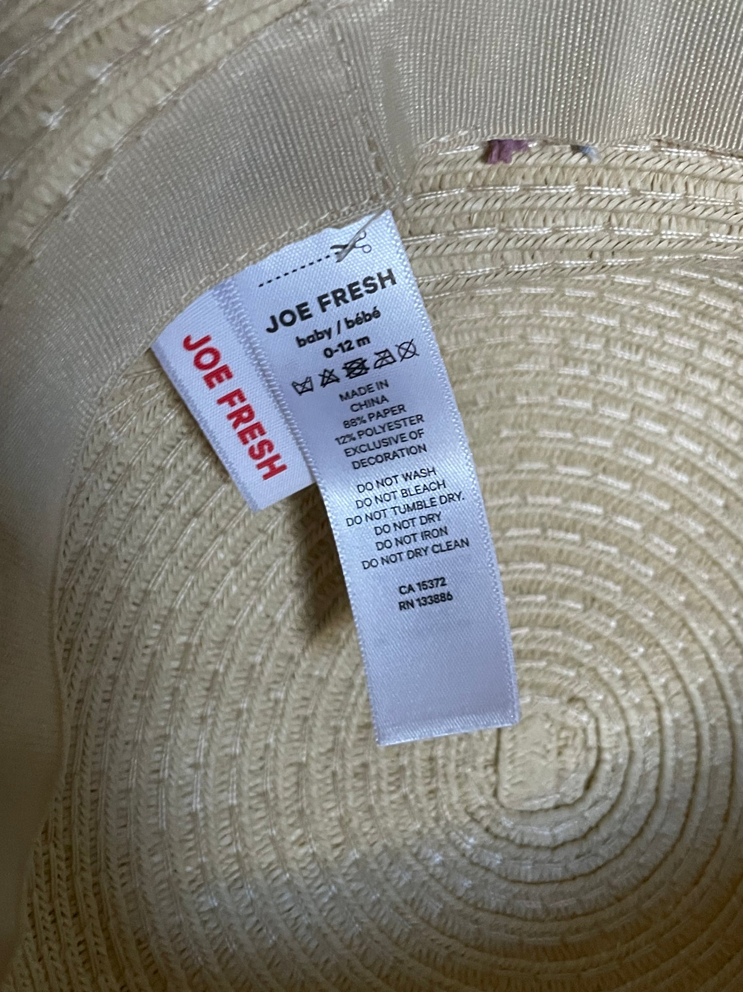 Joe Fresh Cream “Sandy Beach” Glitter Sun Hat – Baby 0–12M