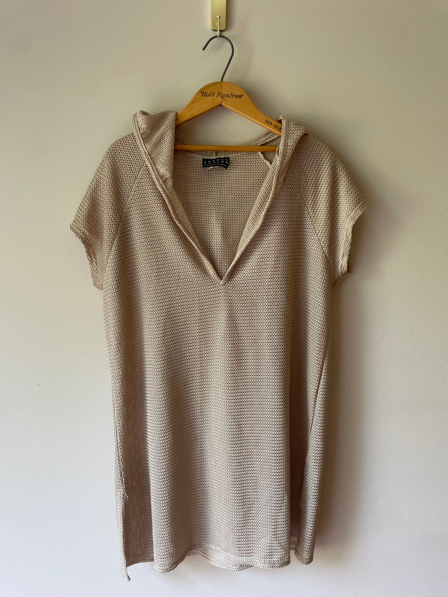 Jordan Taylor Neutral Knit Hooded Beach Cover-Up – XL