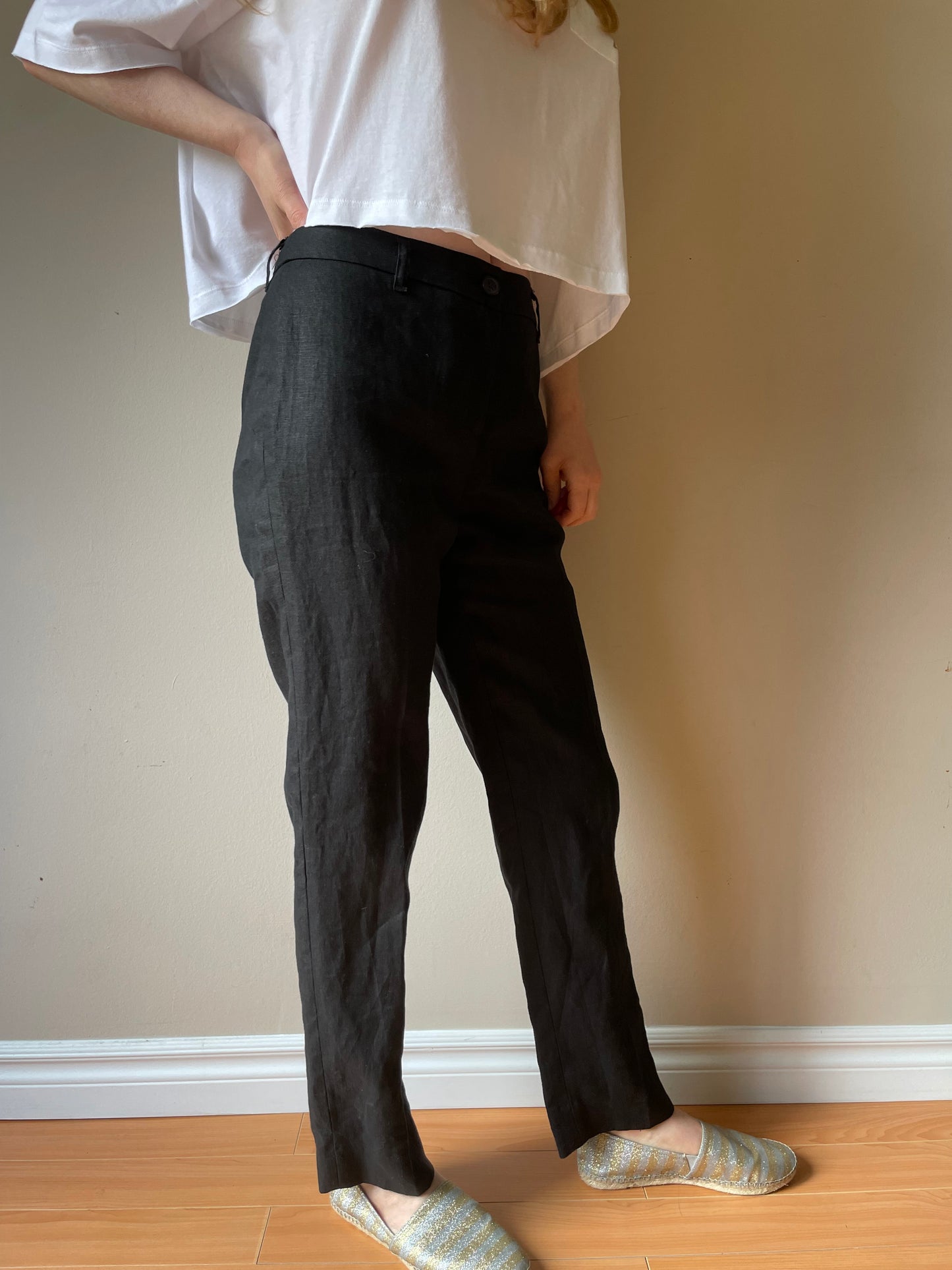 Jones New York Black 100% Linen Pants NWT - Size 4 Petite