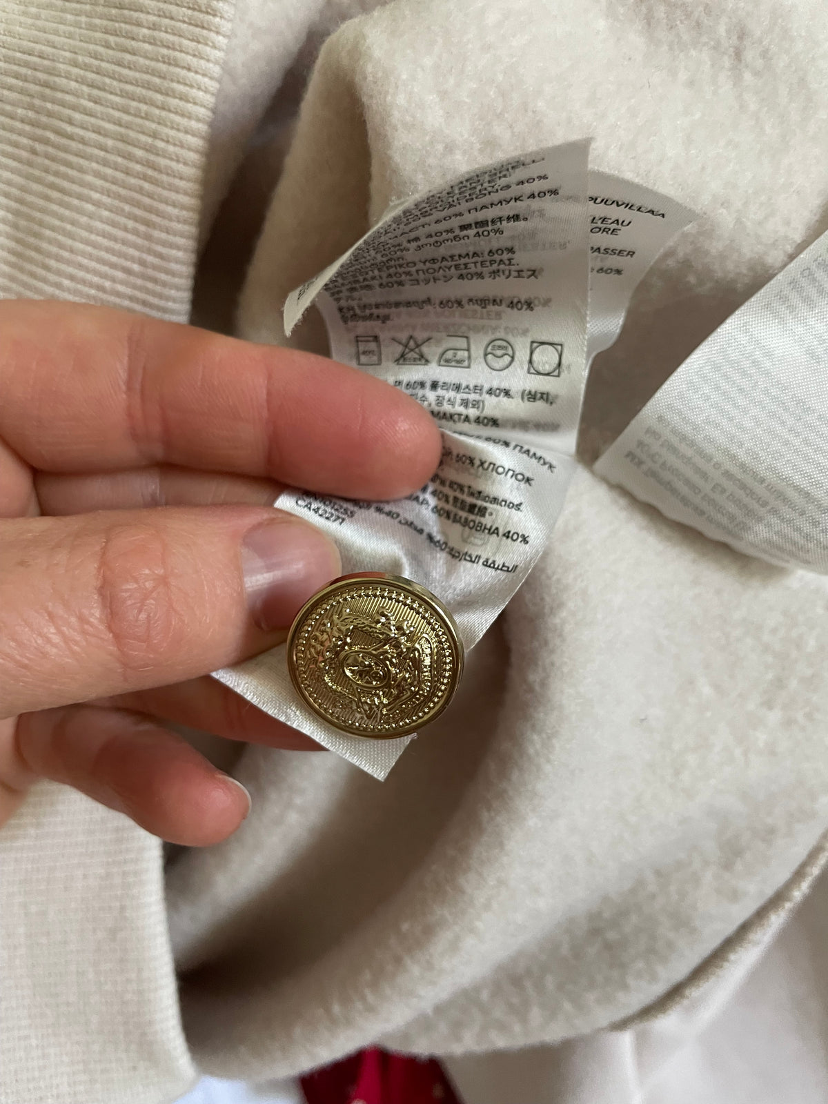H&M Beige Paris Place Vendôme Fleece-Lined Sweatshirt – Large/XL