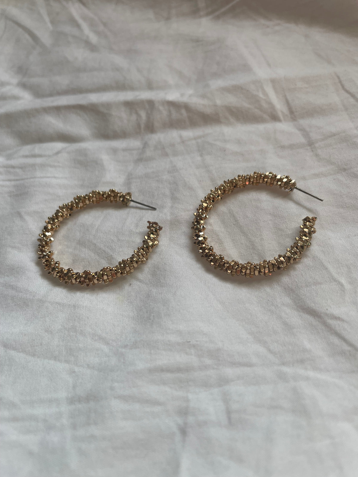 Gold-Tone Textured Hoop Earrings