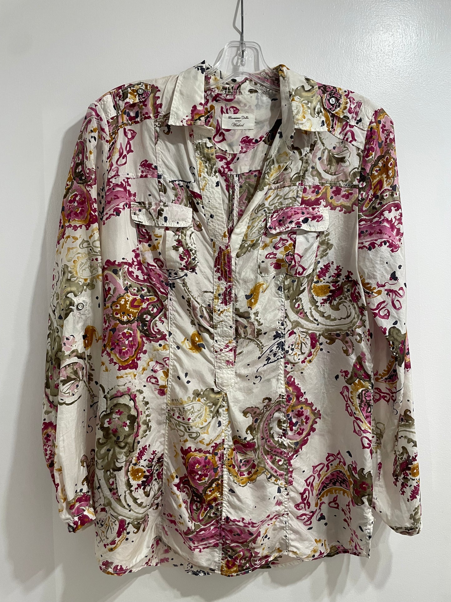 Massimo Dutti 100% Silk Multicolour Washed Paisley Blouse – Medium