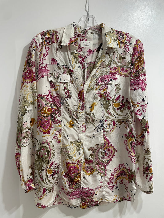 Massimo Dutti 100% Silk Multicolour Washed Paisley Blouse – Medium