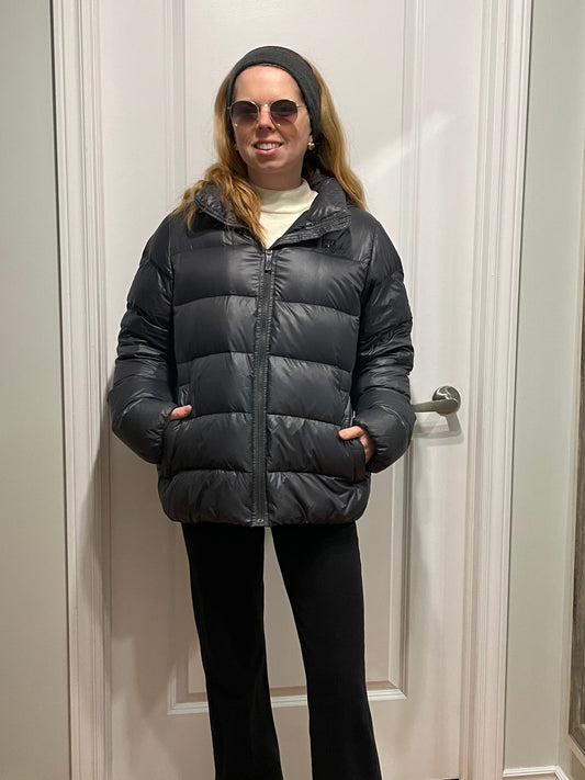 Nike Charcoal Grey Puffer Jacket With Removable Hood - XL