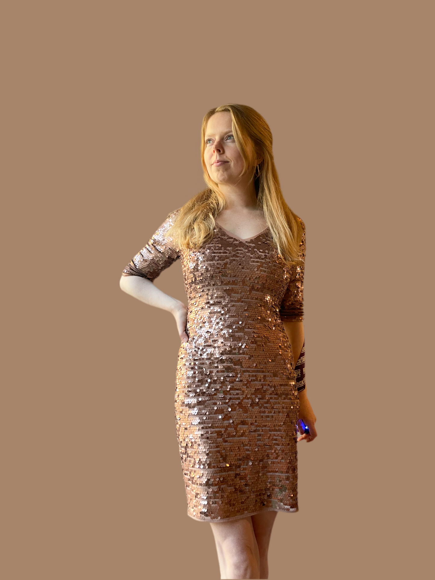 BCBG Bronze Sequin Party Dress - Small