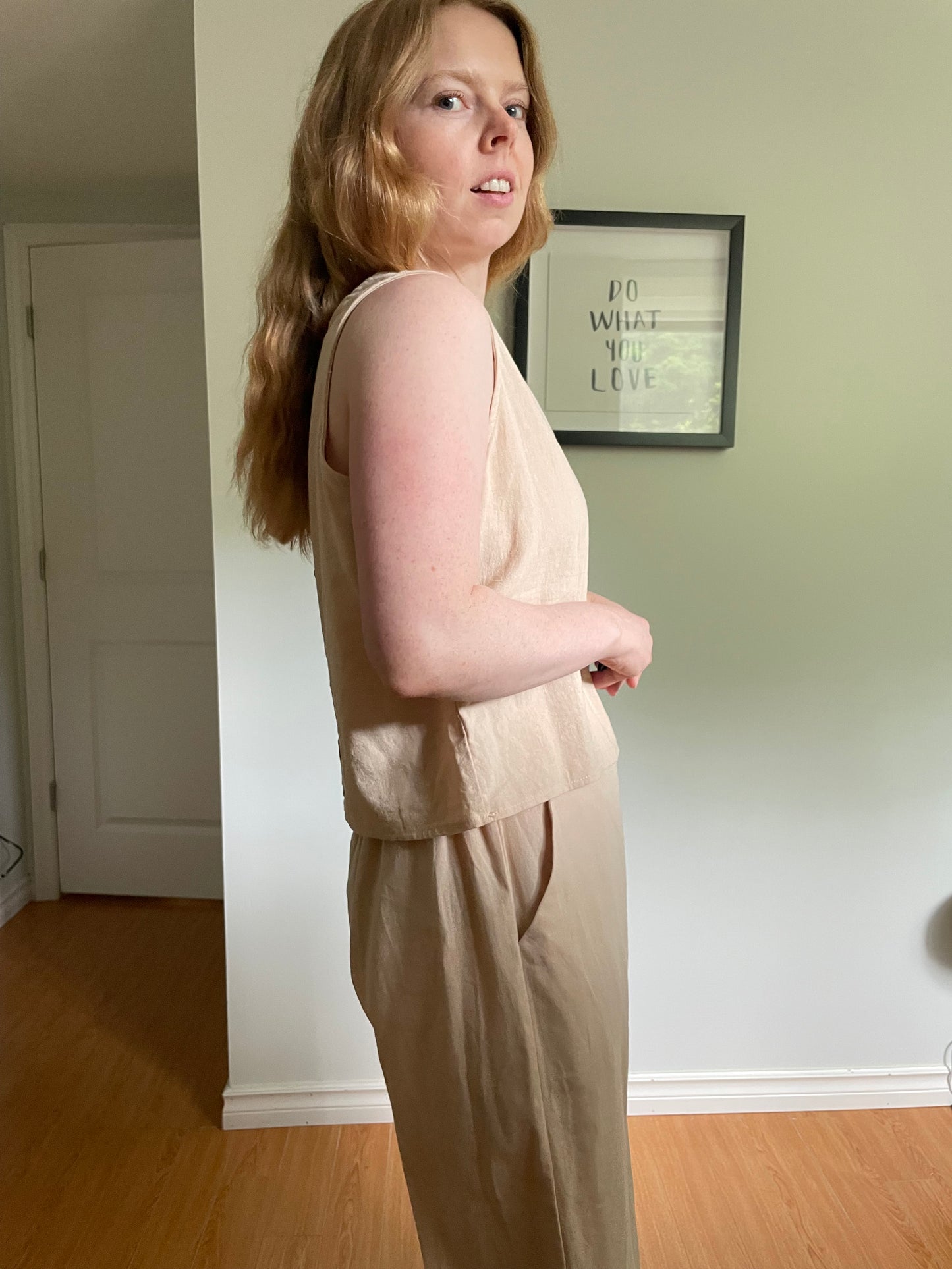 Natural Cotton Linen Blend Matching Set – Top & Culottes – Small
