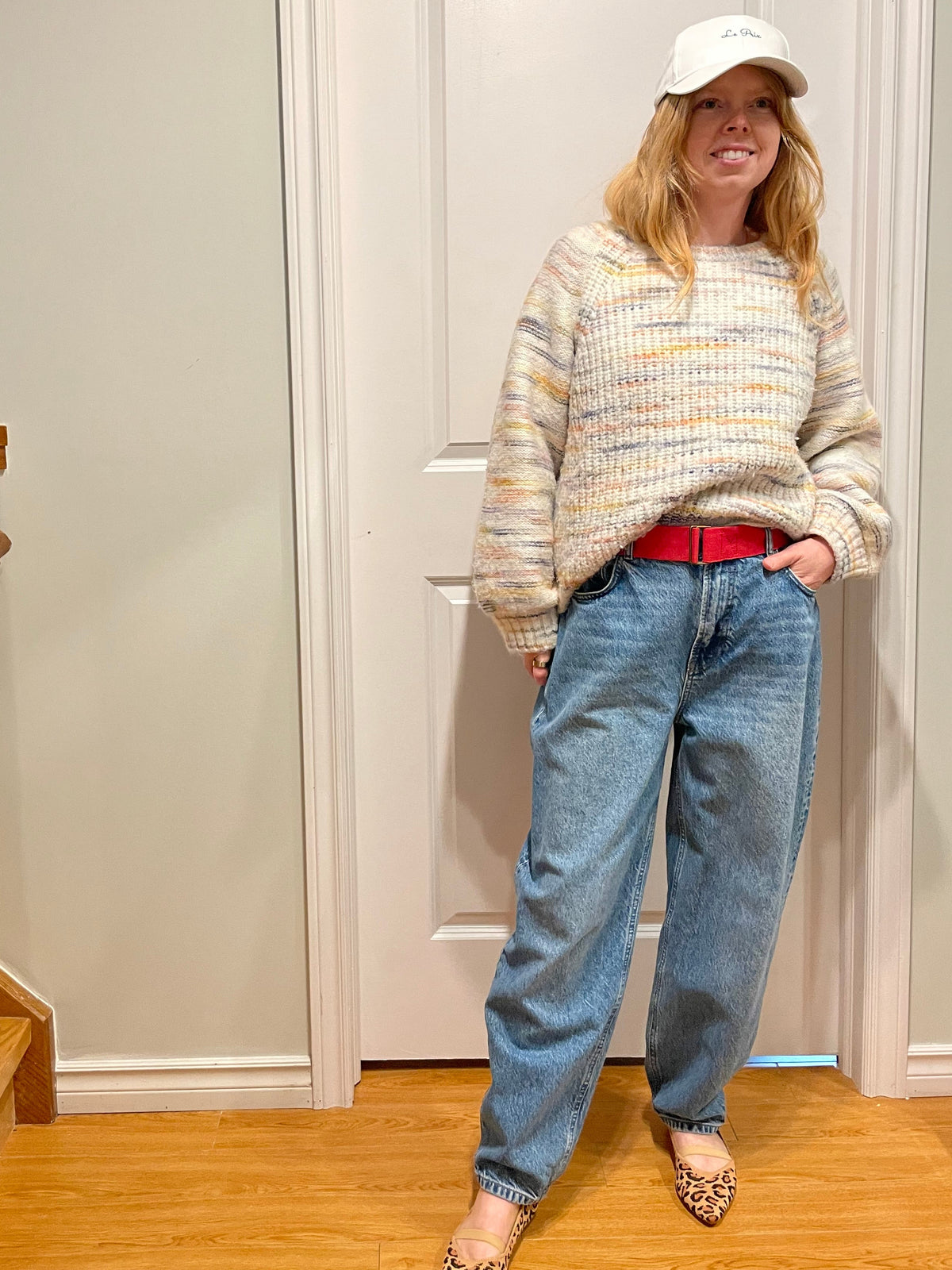 FDJ French Dressing Jeans Cream Multi-Colour – Balloon Sleeve Knit Sweater – Medium