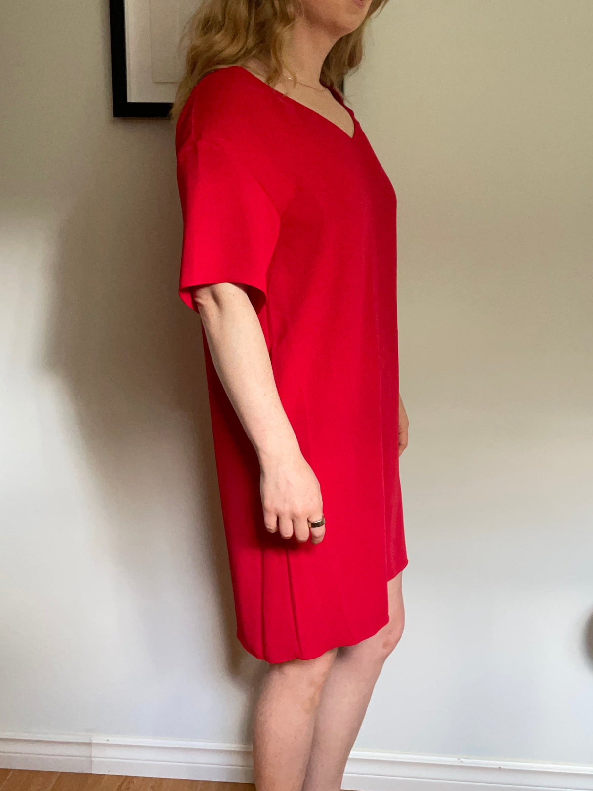 Babaton Red Aaron V-Neck Shift Dress – XS/S/M