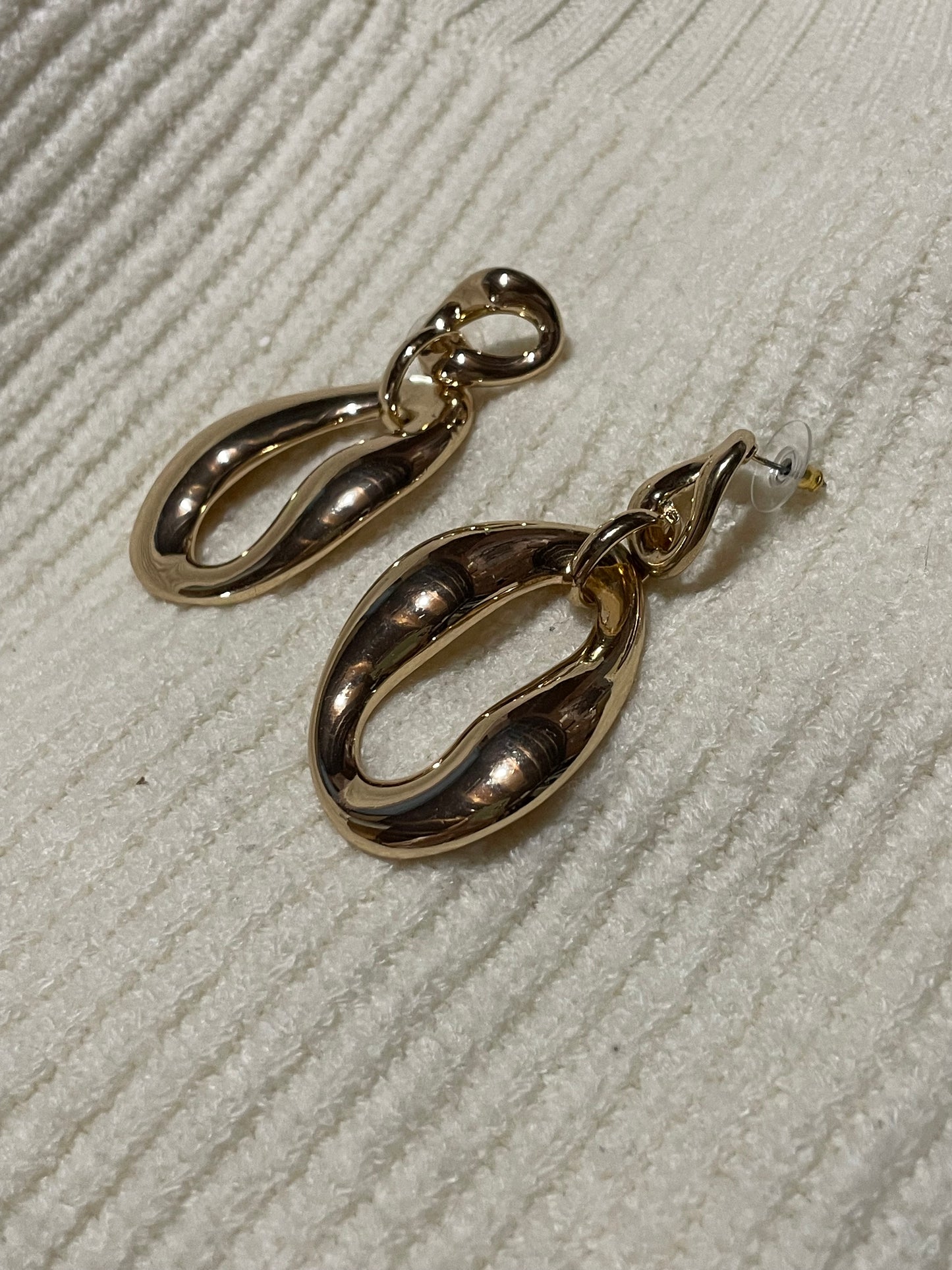 Gold Sculptural Link Drop Earrings