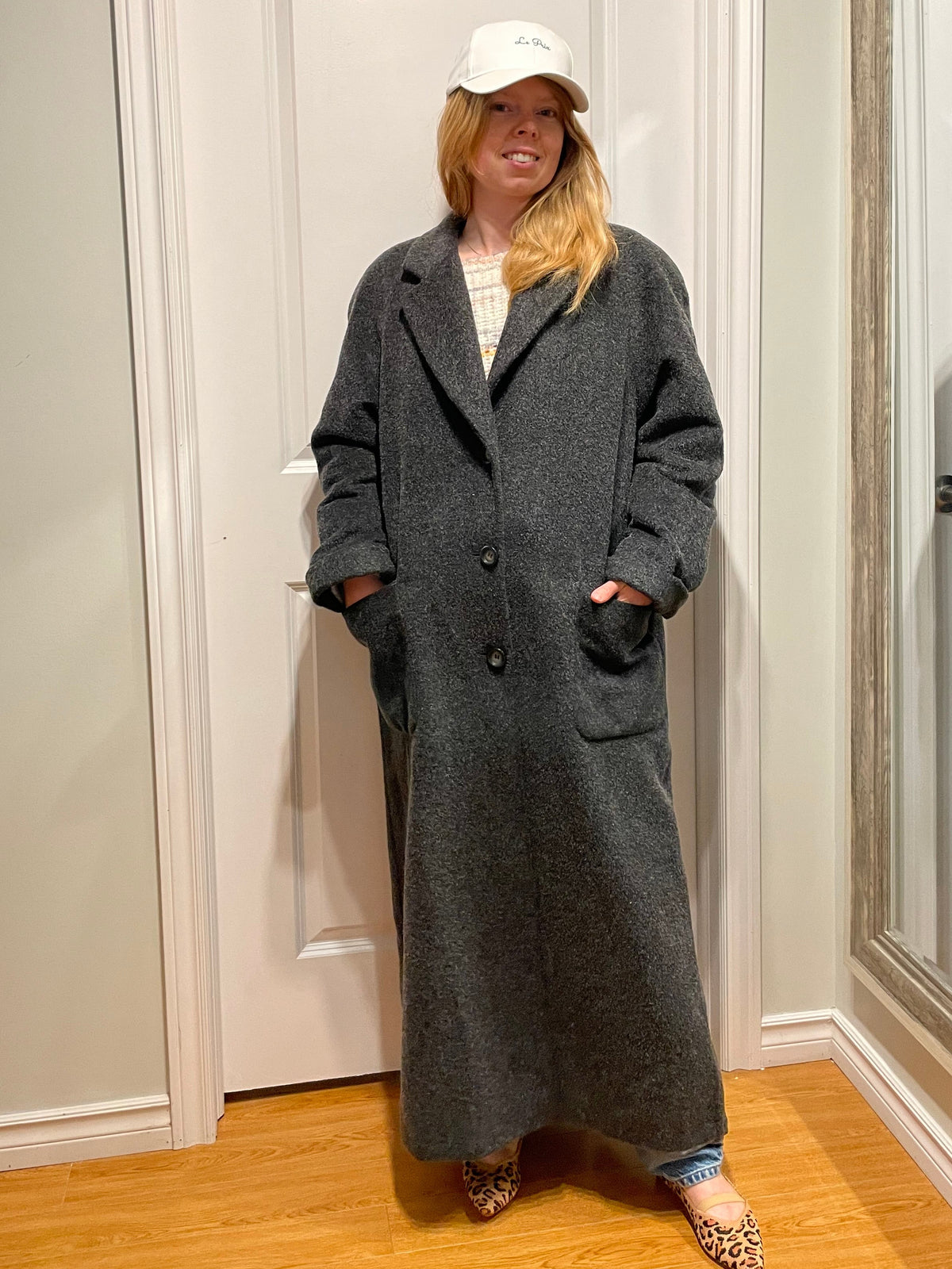 Walker Classic Fashion Charcoal Kid Mohair Long Coat – Size 14-16